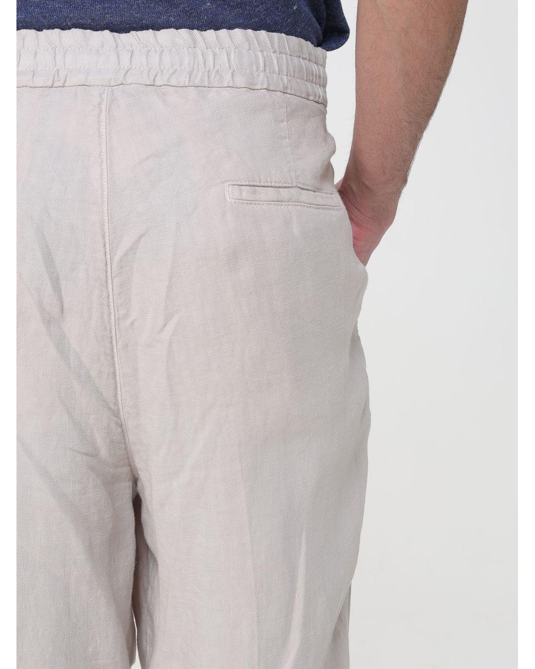 Brunello Cucinelli White Elasticated Waistband Drawstring Pants for men