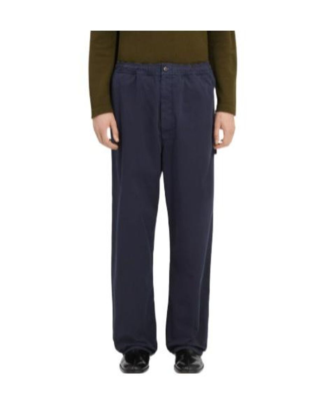 MM6 by Maison Margiela Blue Overdyed Gabardine Wide-Leg Trousers for men
