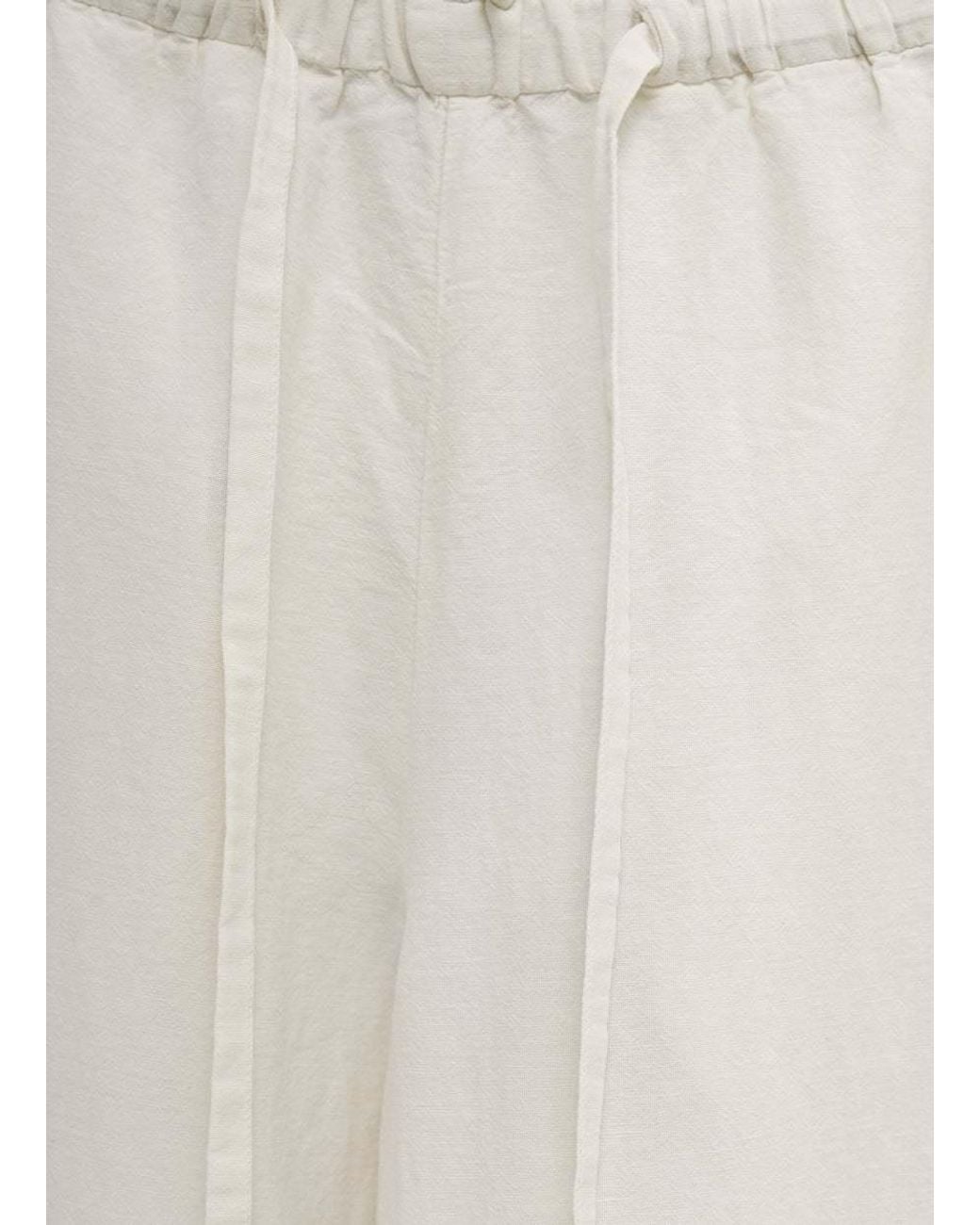 Acne White Drawstring-Detail Palazzo Pants