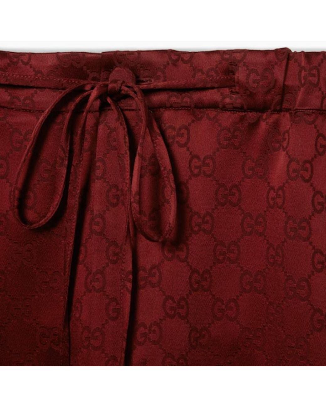 Gucci Red Gg Satin Pants