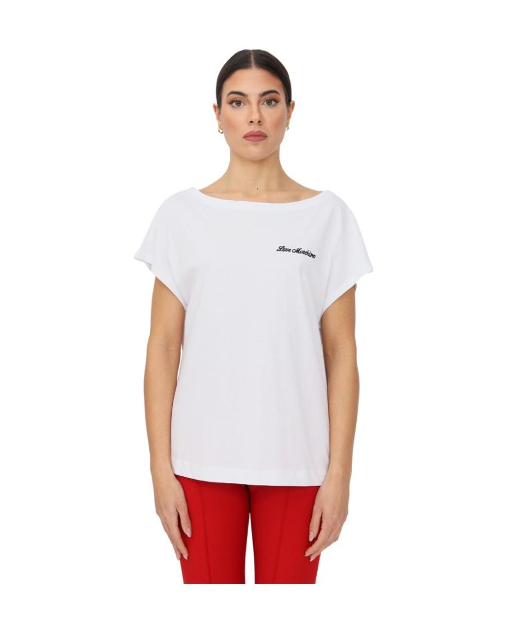 Moschino White Heart-Shaped Detail T-Shirt