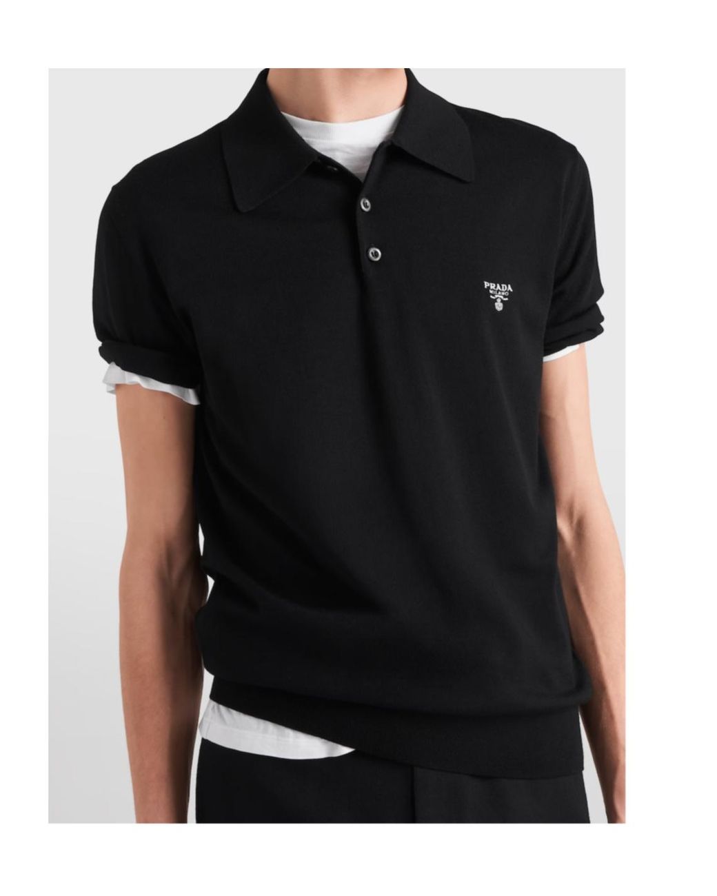 Prada Black Logo Detailed Short-Sleeved Polo Shirt for men