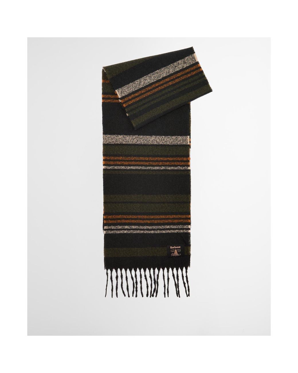 Barbour Black Striped Scarf for men
