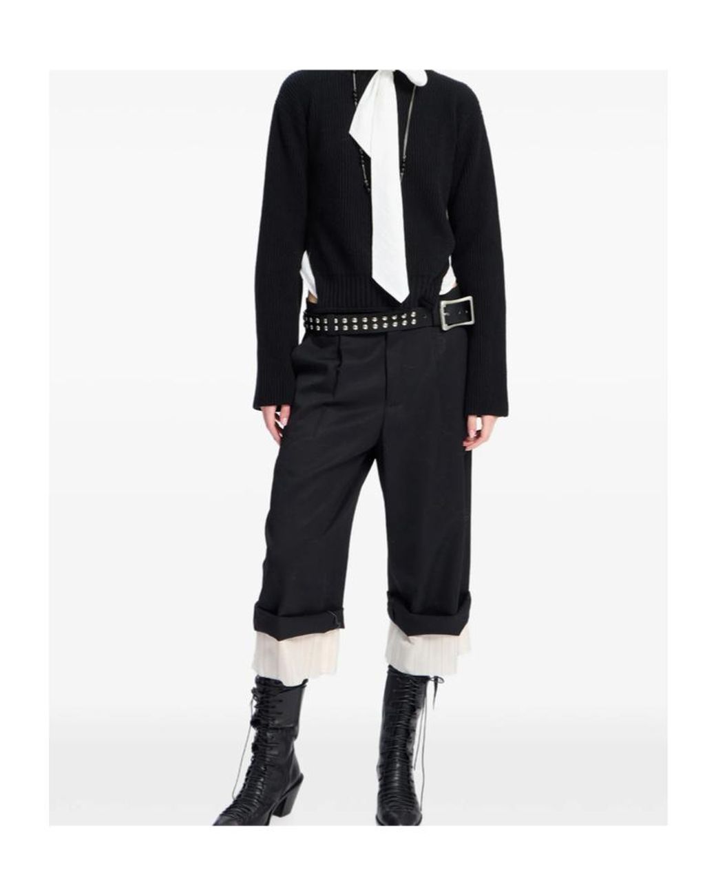 Ann Demeulemeester Black Cashmere Ribbed-Knit Sweater
