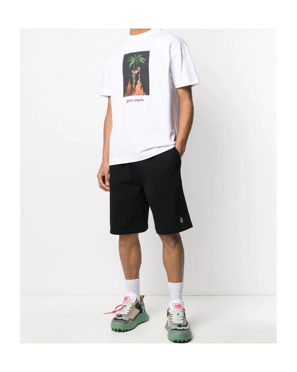 Palm Angels White Logo Skull Printed T-Shirt for men