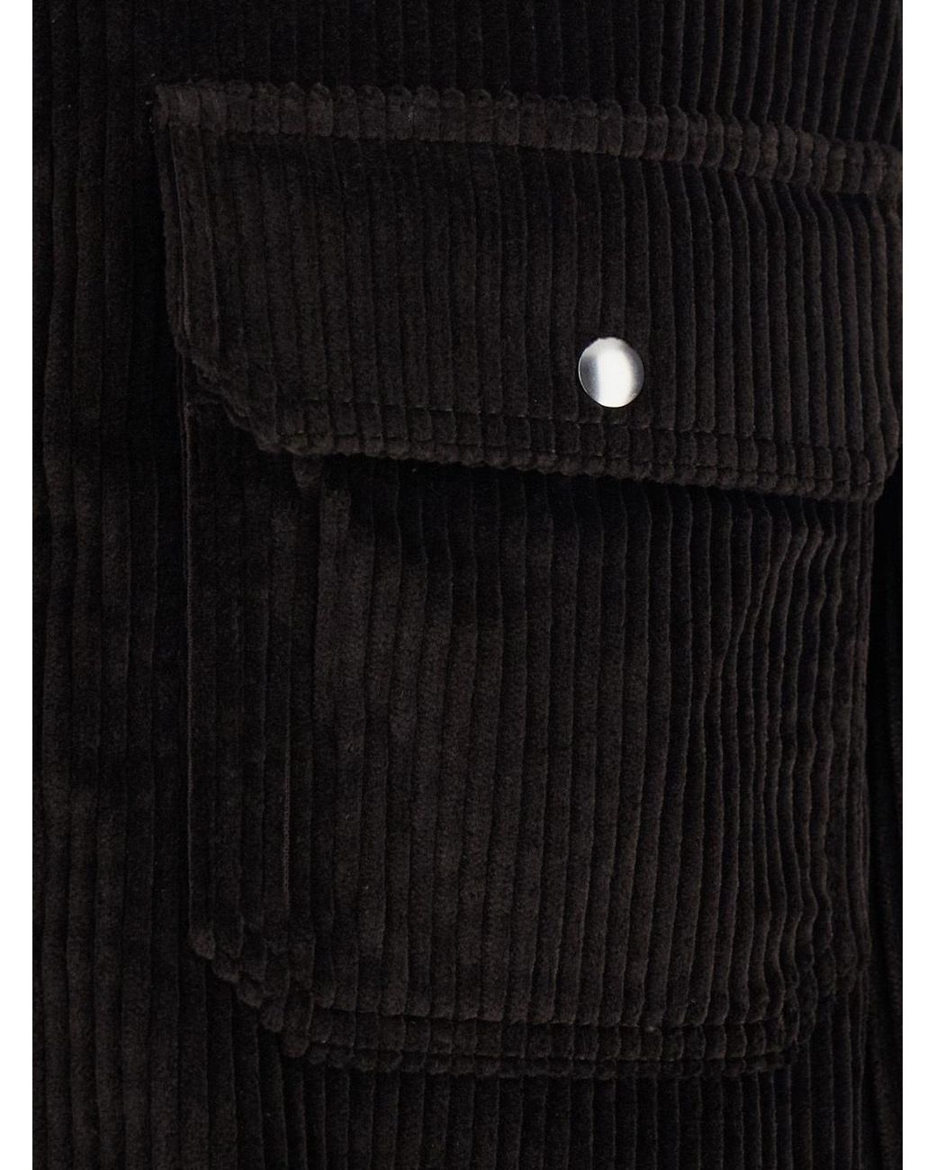 Bottega Veneta Black Shirt With Classic Collar And Two Patch Pockets On The Front for men