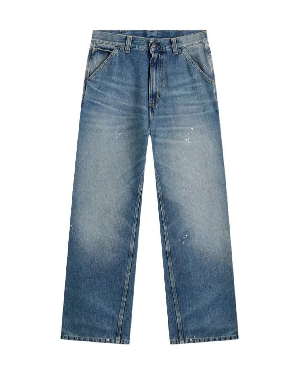 Carhartt Blue Paint Splatter Straight-Leg Jeans for men