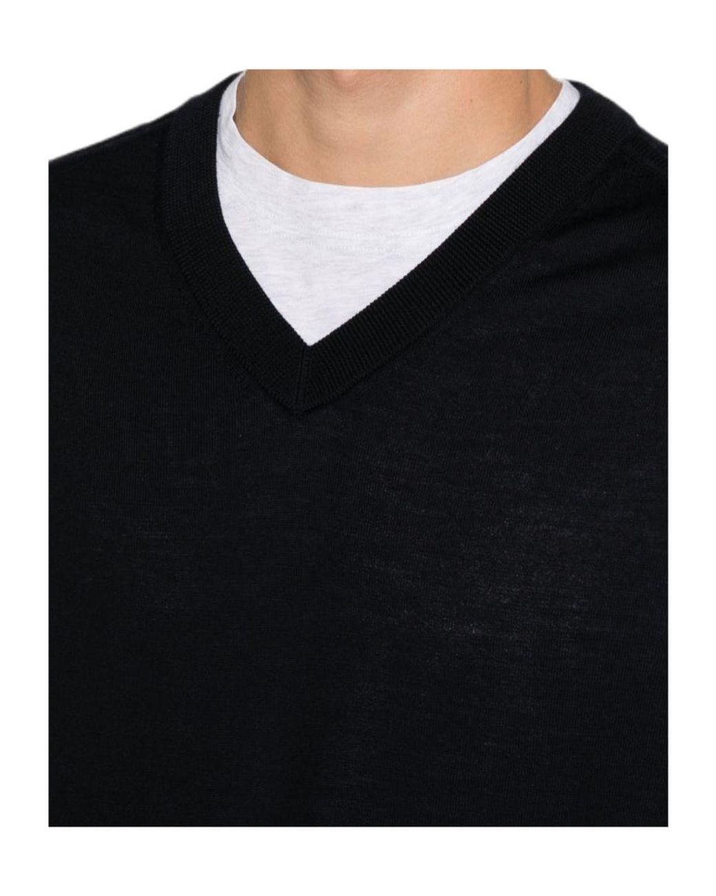Paul Smith Black V-Neck Long-Sleeve Sweater for men