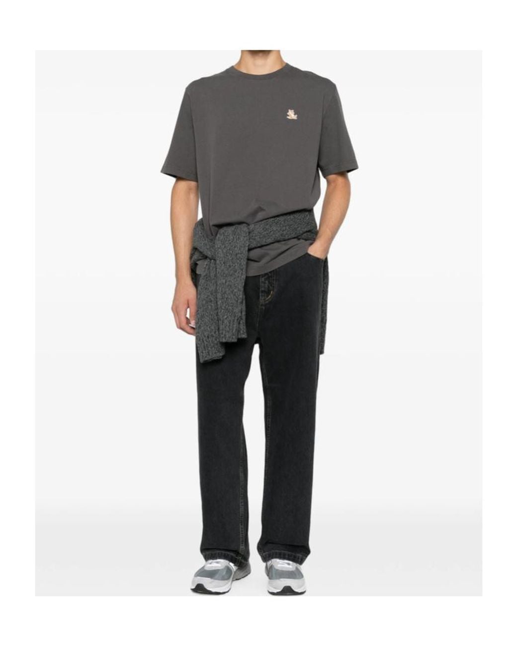 Maison Kitsuné Gray Short-Sleeved T-Shirt for men