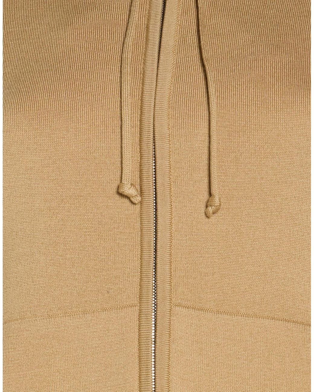 Burberry Natural Solid-Color Knitted Hooded Jacket