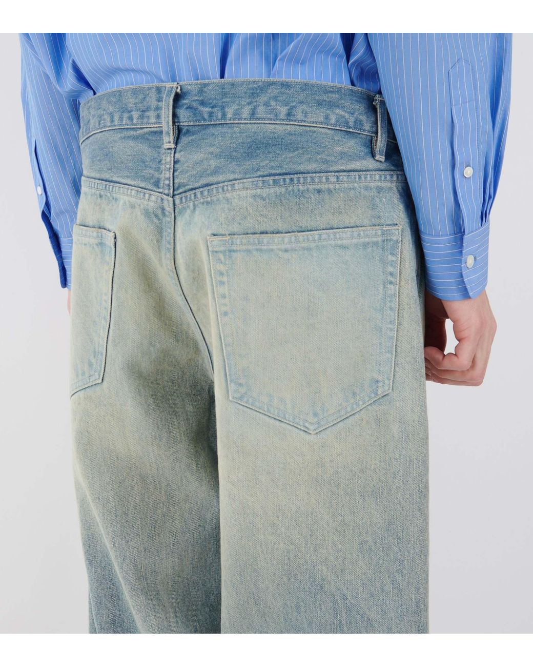 Auralee Blue Belt-Loop Jeans for men