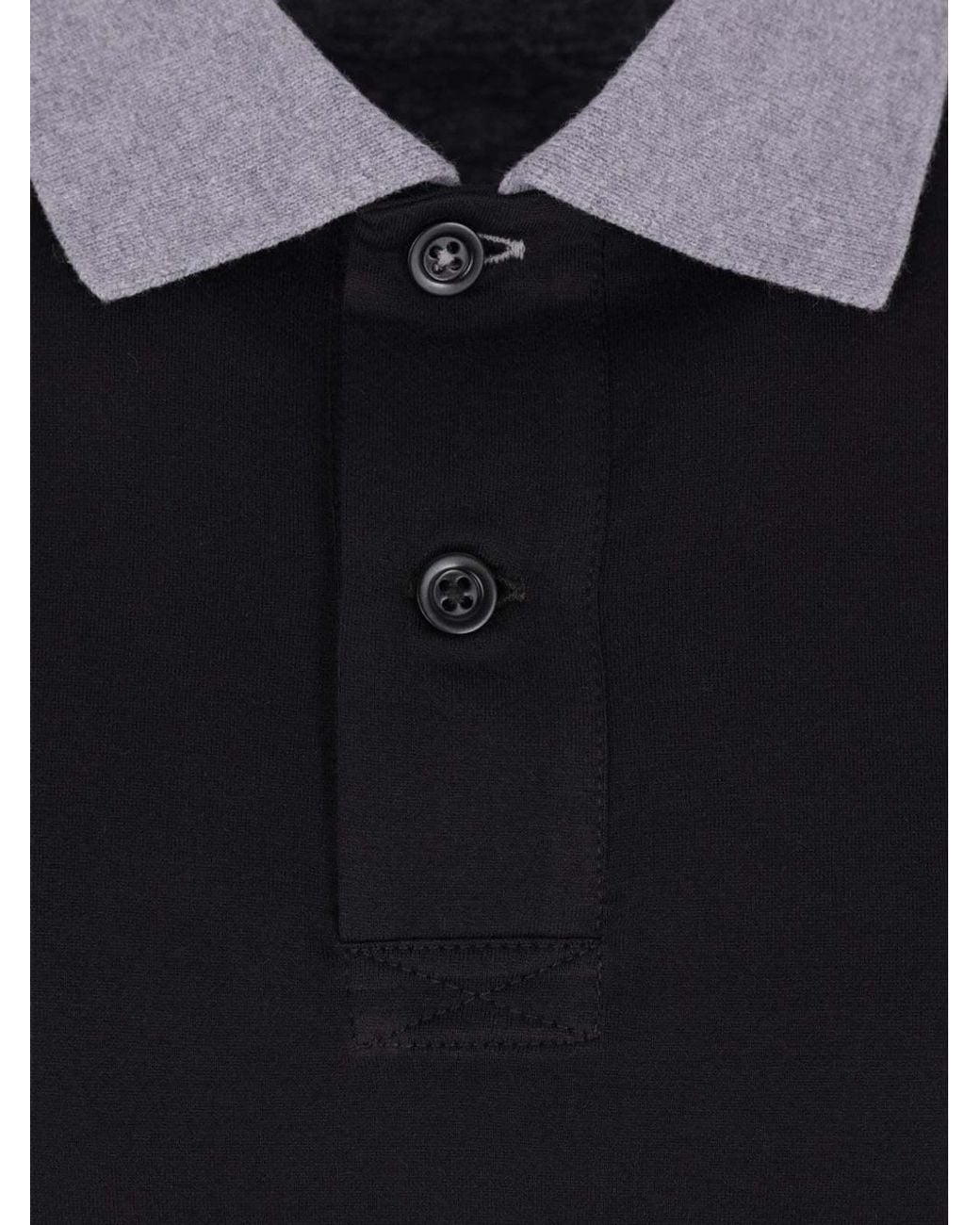 Brunello Cucinelli Blue Logo Embroidered Long-Sleeved Polo Shirt for men