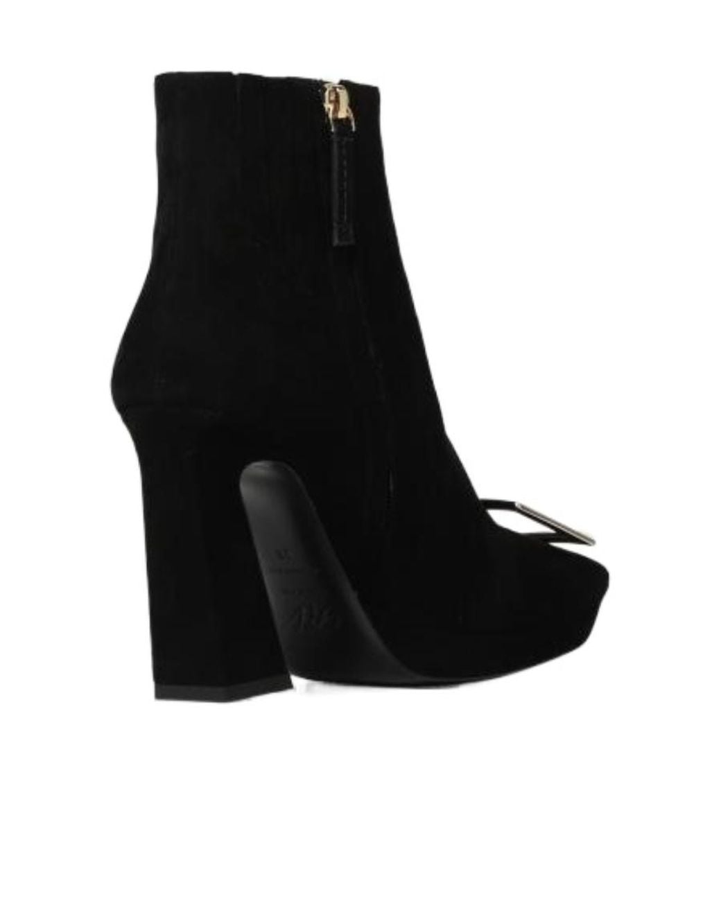Roger Vivier Black Viv' Square Metal Buckle Platform Ankle Boots