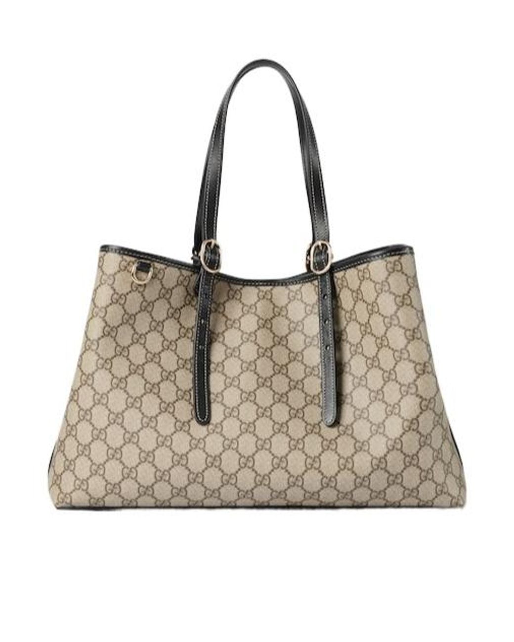 Gucci Natural Gg Emblem Large Tote Bag