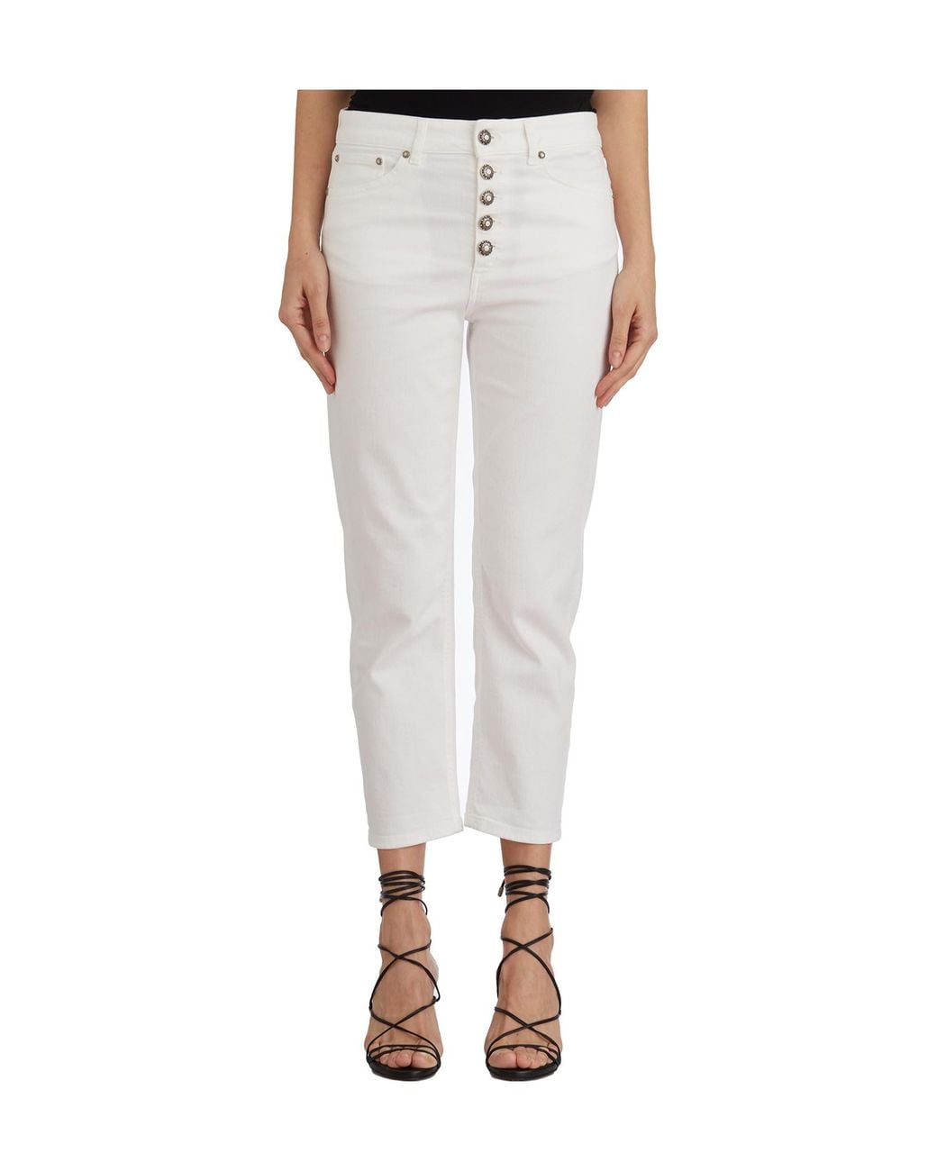 Dondup Gray Jeans With Jeweled Button Detail