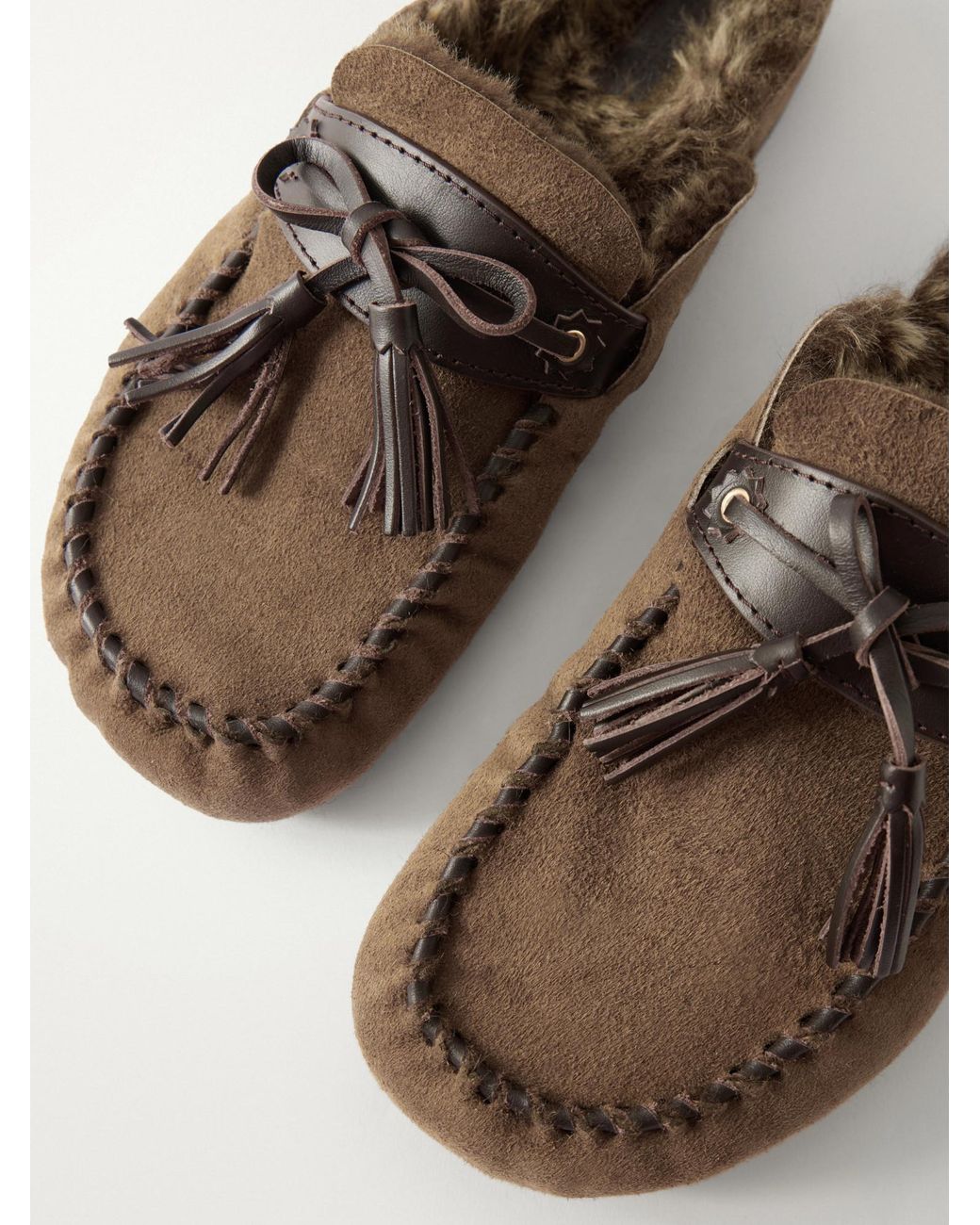 Isabel Marant Brown Leather-Trimmed Suede Loafers