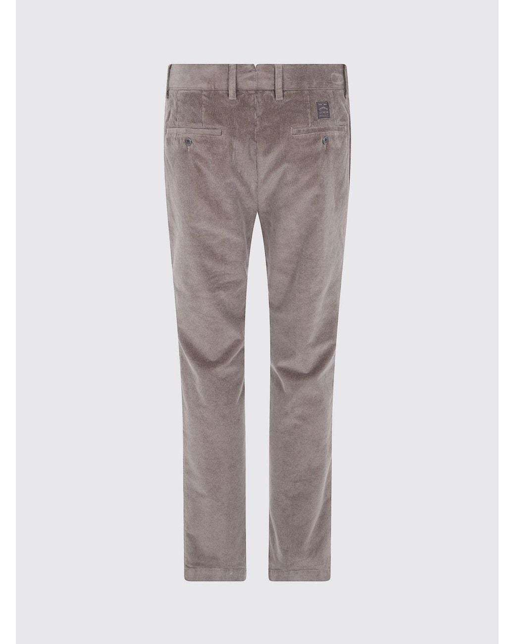 Incotex Gray Corduroy Chino Trousers for men