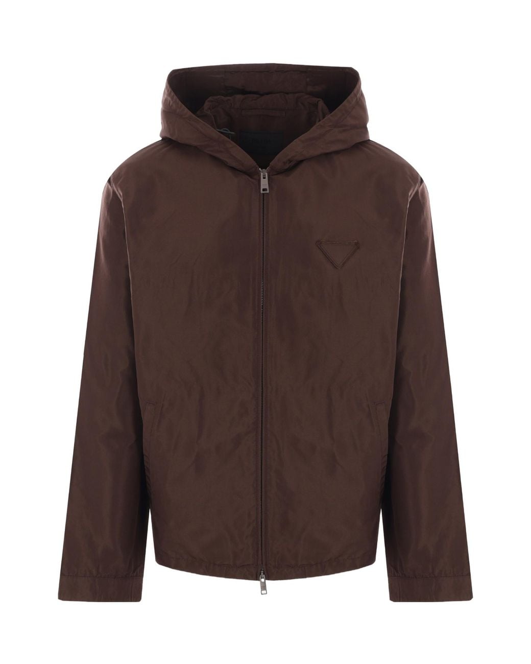 Prada Brown Zip-Up Hooded Jacket for men