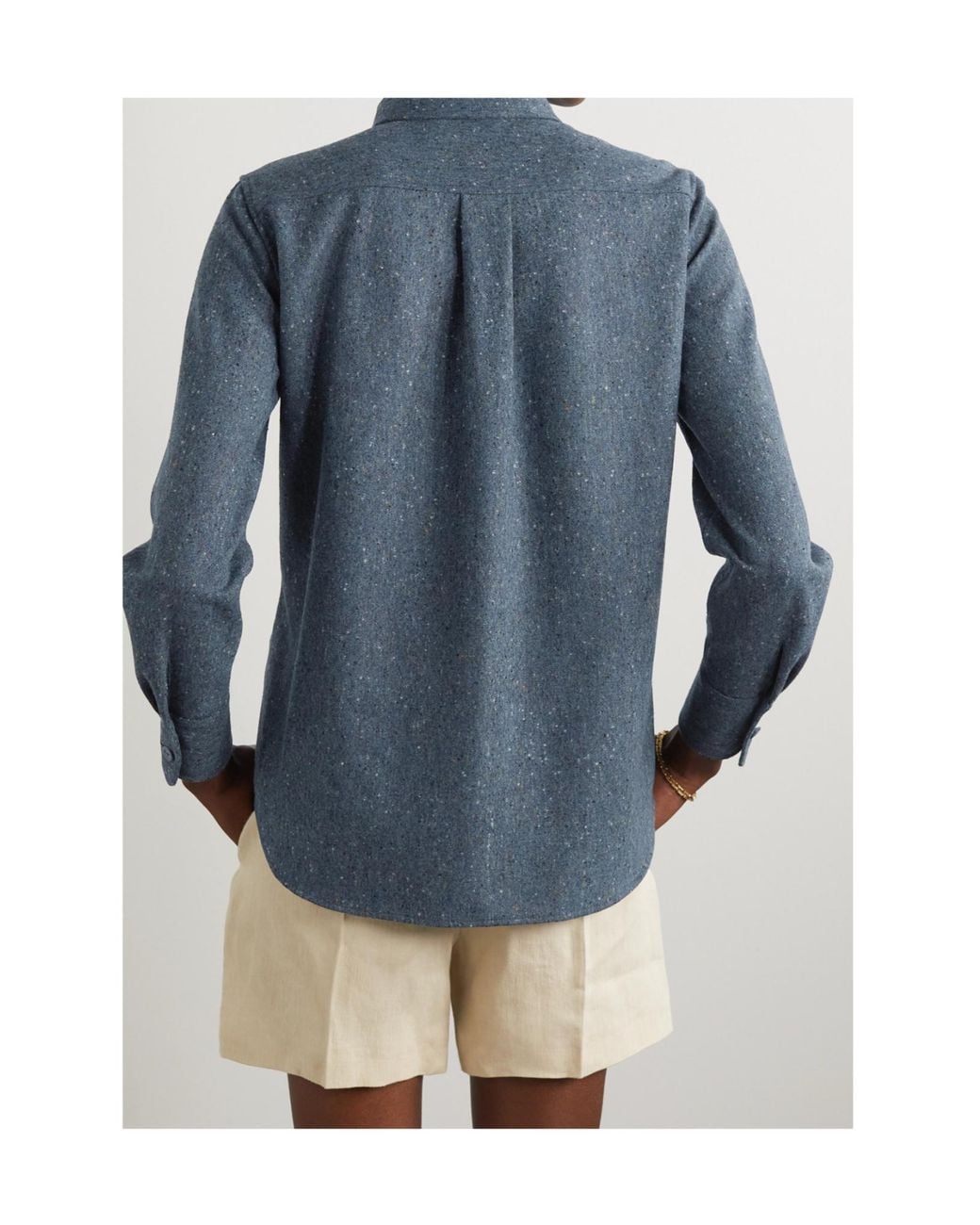 Chloé Blue Long-Sleeved Wool Tweed Shirt
