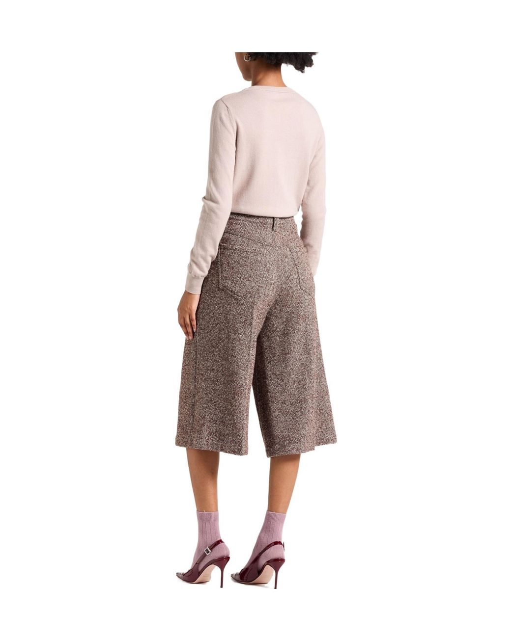 Brunello Cucinelli Gray Herringbone Wideleg Trousers