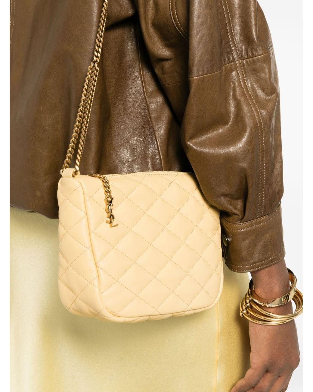 Saint Laurent Natural June Leather Mini Bag