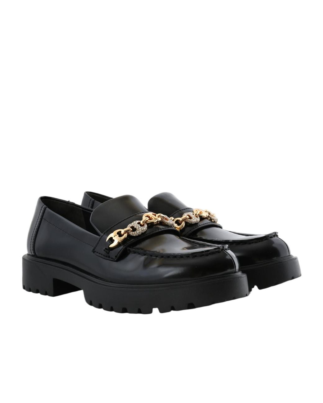 Tory Burch Black Pavé Gemini-Link Lug Loafers