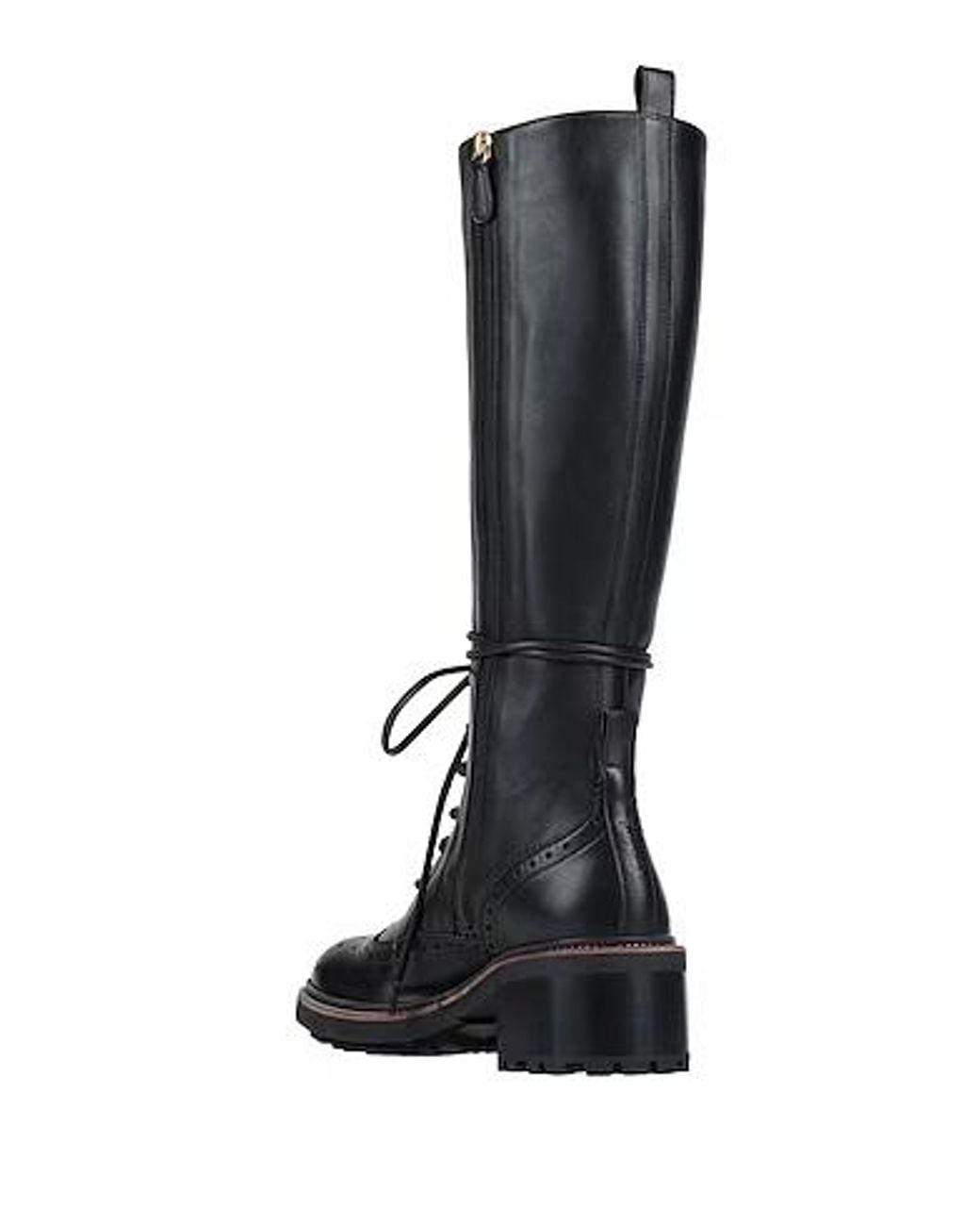 Chloé Black Lace-Up Knee-High Boots