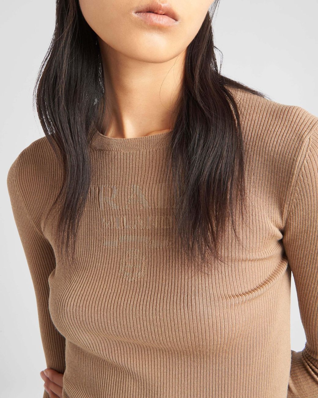 Prada Natural Superfine Wool Crew-Neck Sweater