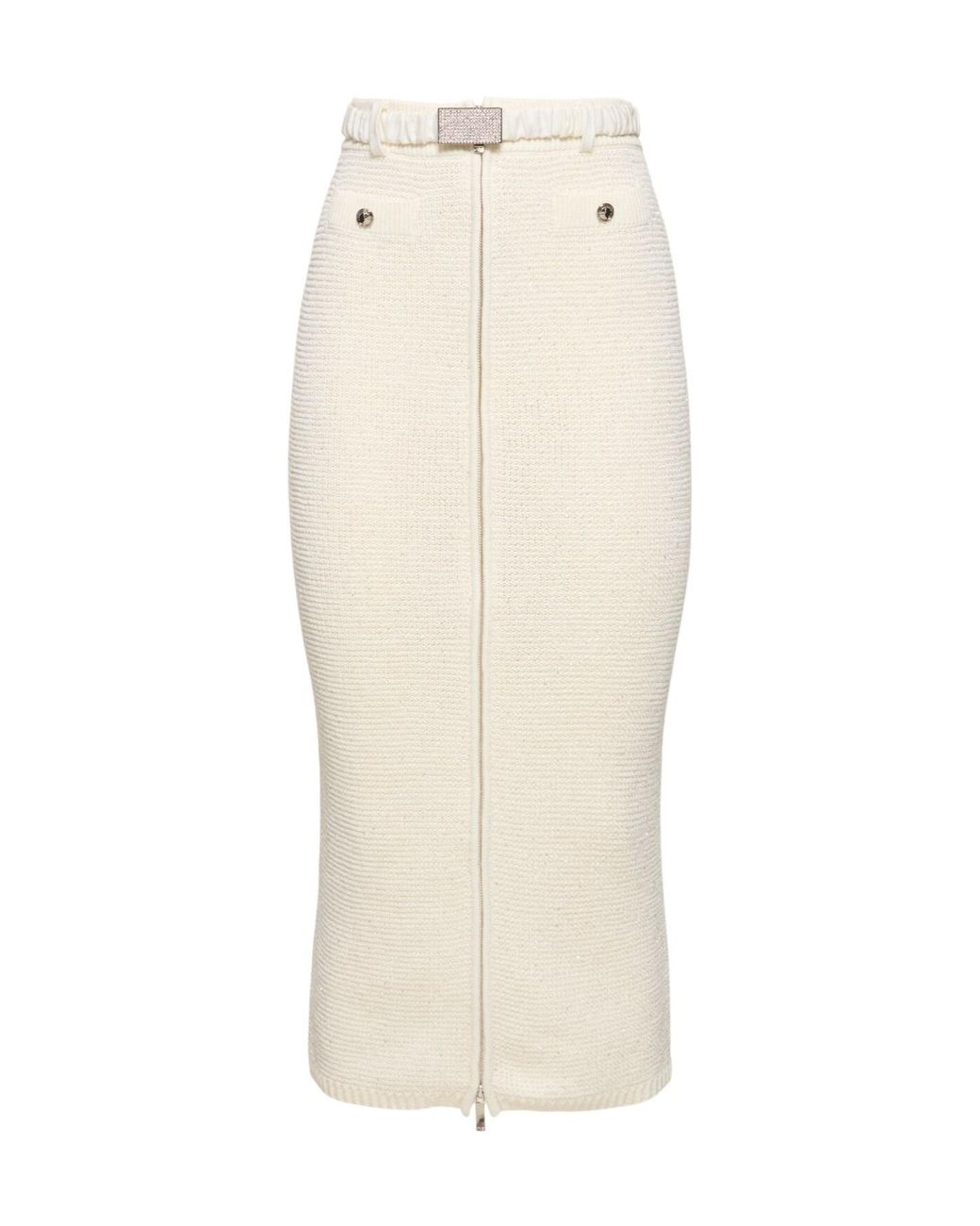Alessandra Rich Natural Belt-Loop Skirt