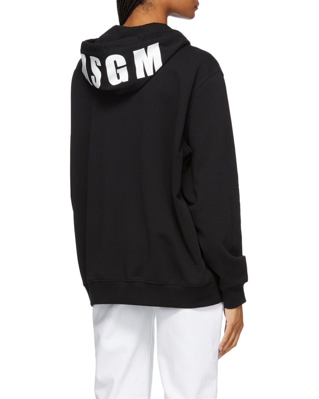MSGM Black Logo-Trimmed Hoodie
