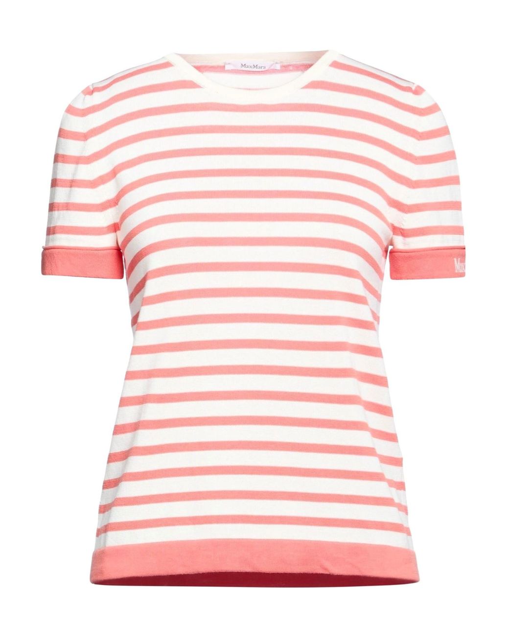 Max Mara Pink Striped Knit Short-Sleeve T-Shirt