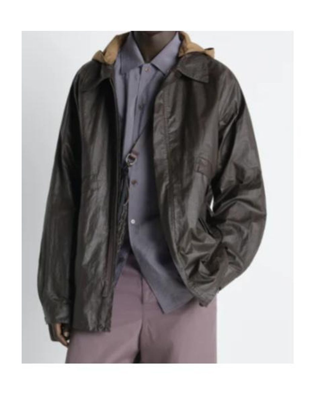 Lemaire Brown Detachable Hood Rain Jacket for men