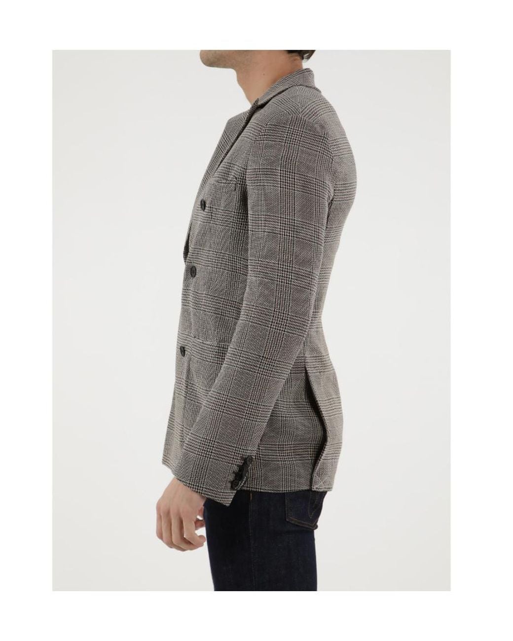 Tonello Gray Glen Plaid Double-Breasted Jacket for men