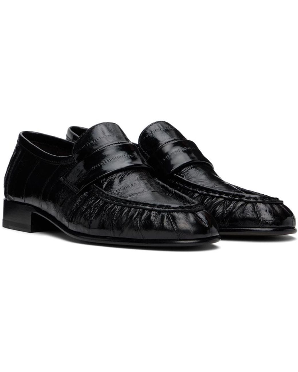 The Row Black Logo Loafers