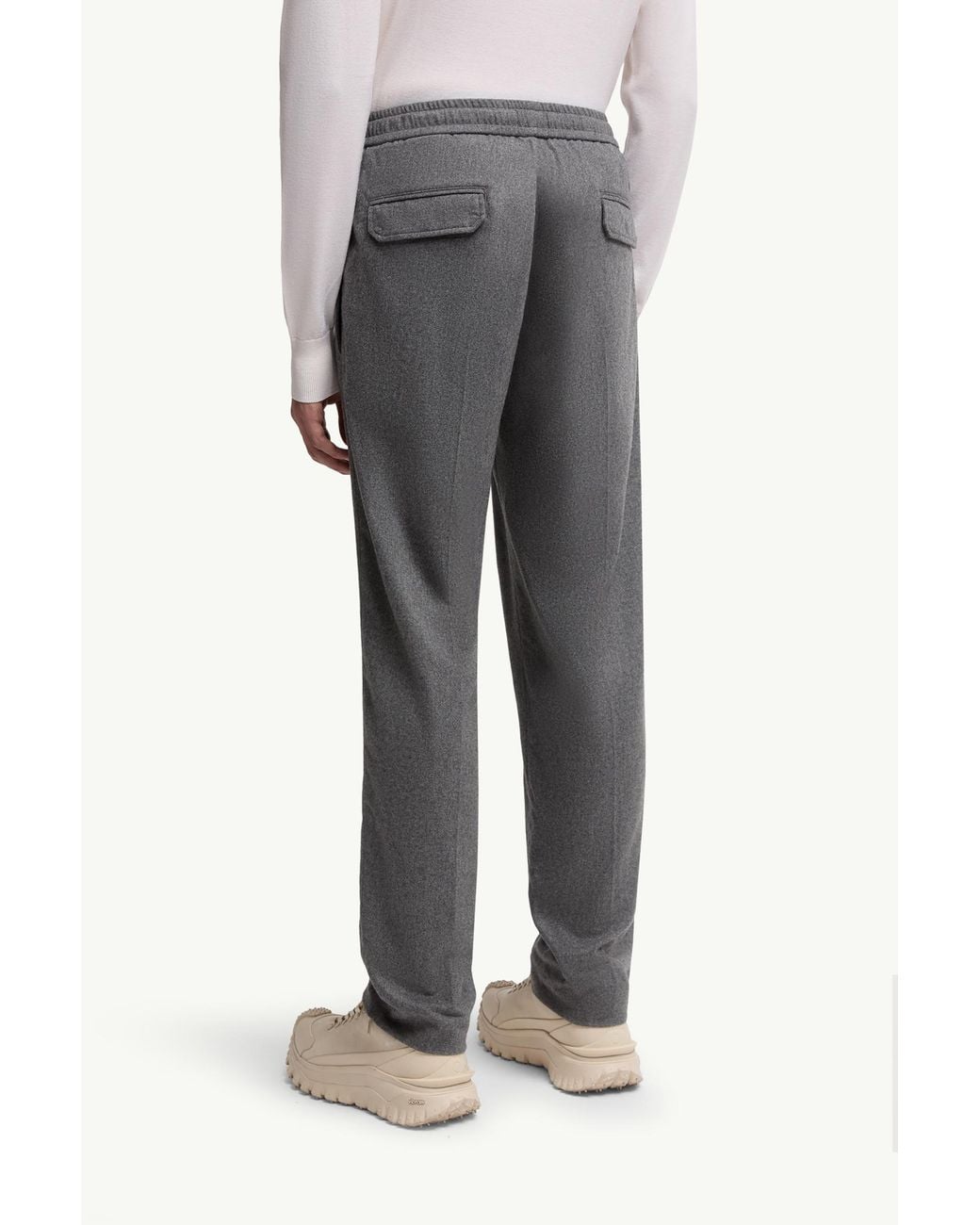 Moncler Gray Logo Patch Jogging Pants for men