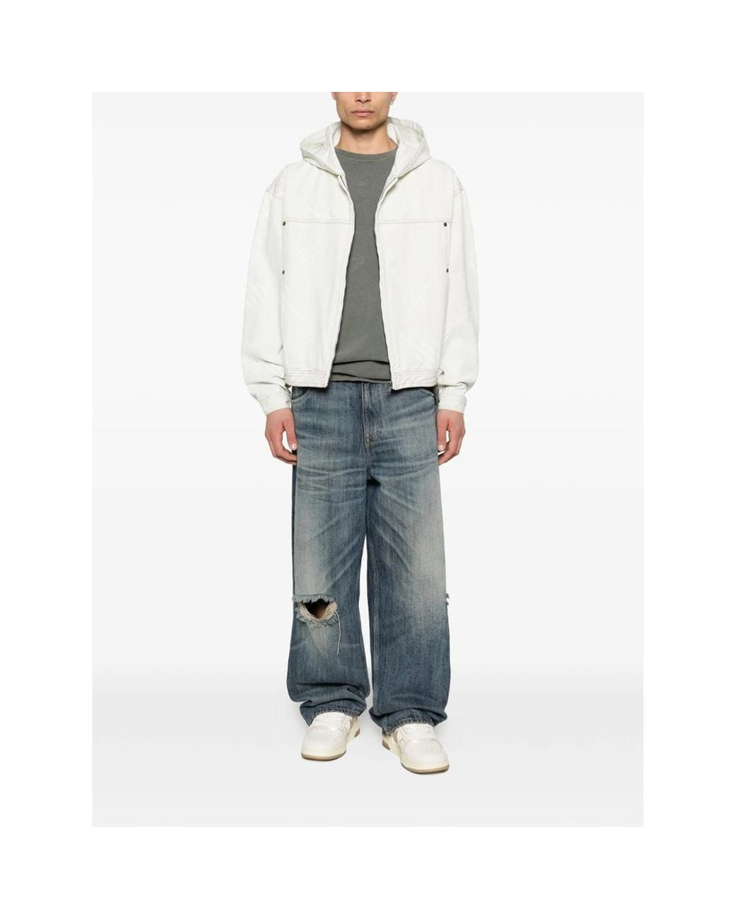 Daily Paper White Hooded Patterned Jacket for men