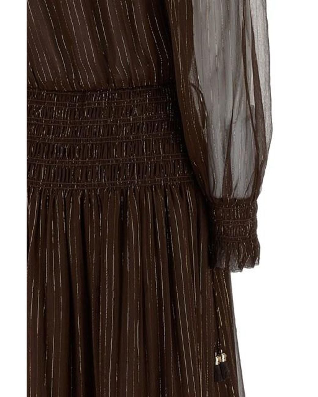 Self-Portrait Brown Georgette Maxi Dress