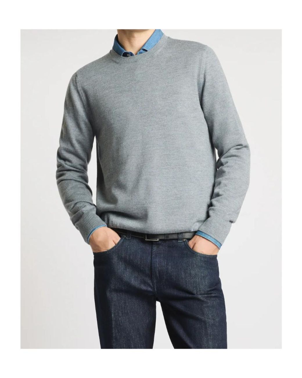 Fay Gray Crew Neck Knitted Sweater for men