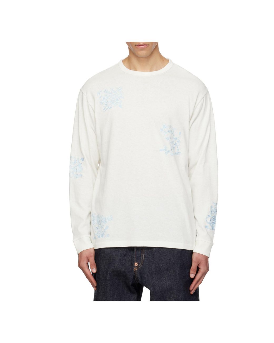 KENZO White Cartoon Print Long Sleeve T-Shirt for men