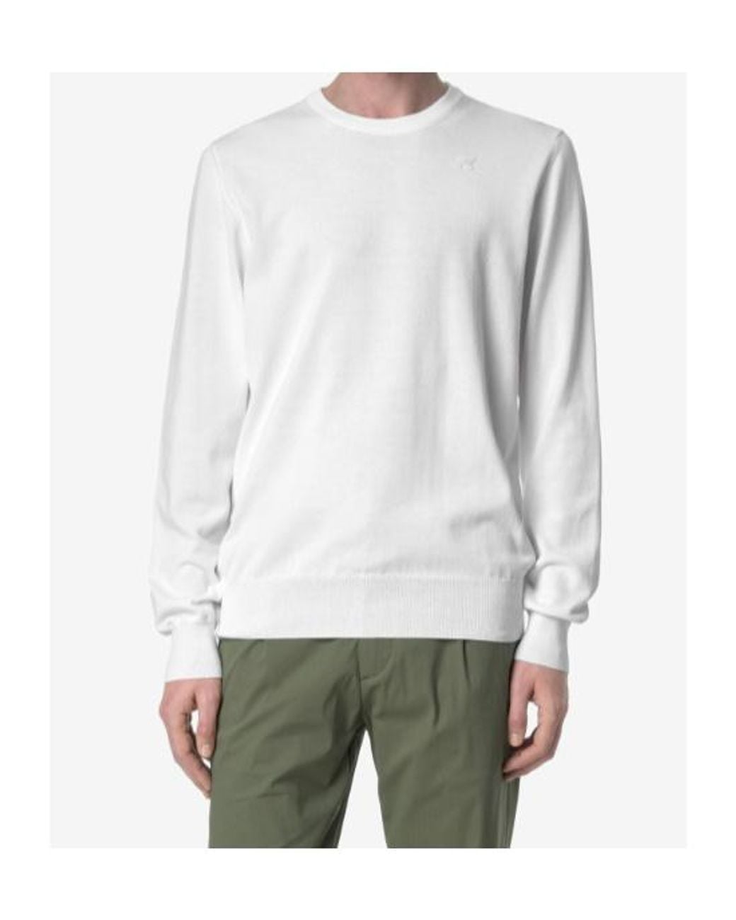 K-Way White Long-Sleeved Crewneck Jumper for men