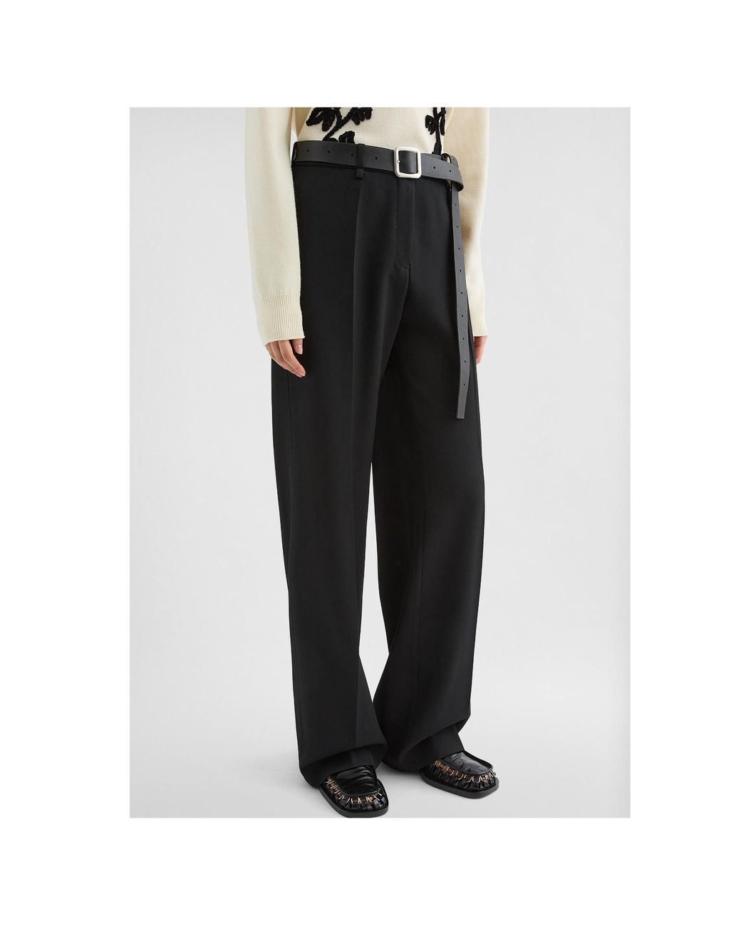 Jil Sander Black Wool Gabardine Tailored Trousers