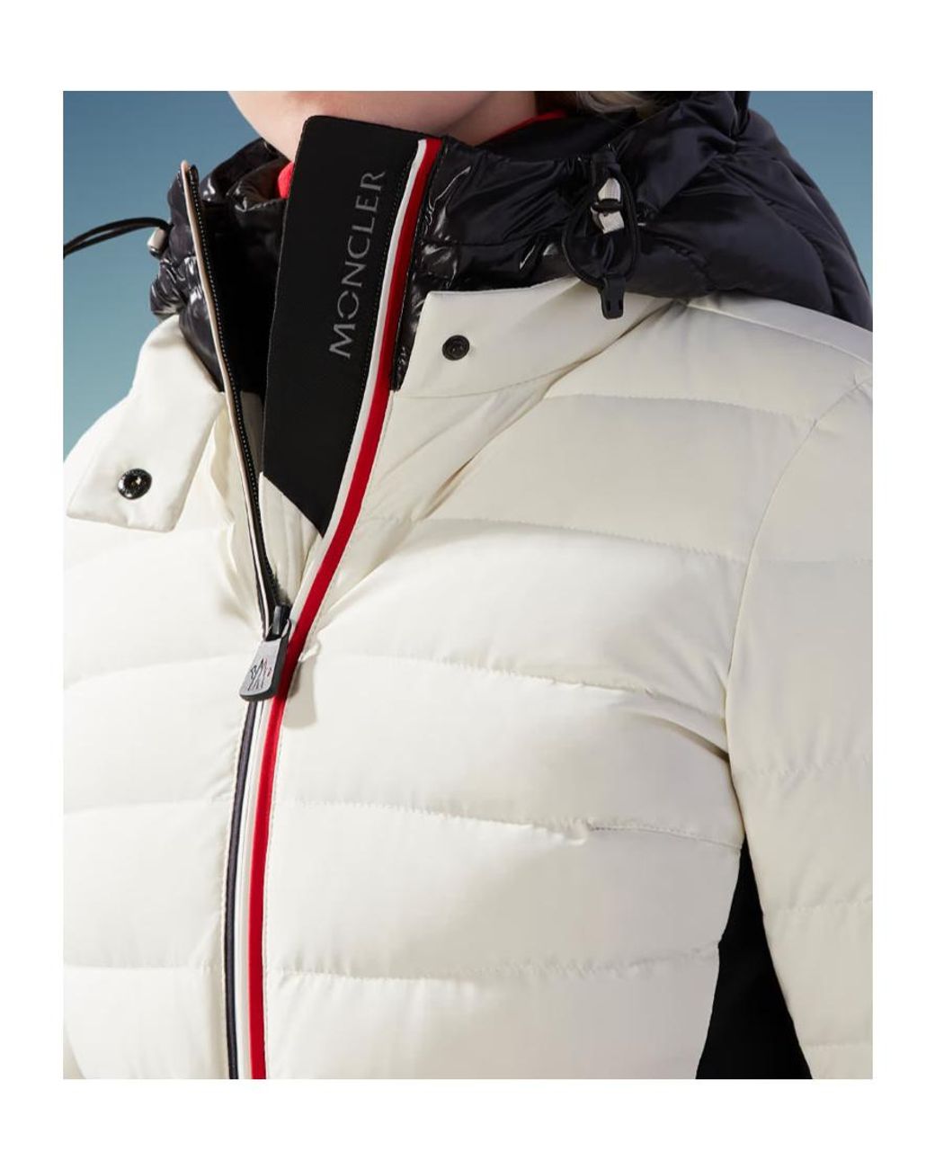 Moncler White Bruche Hooded Down Ski Jacket