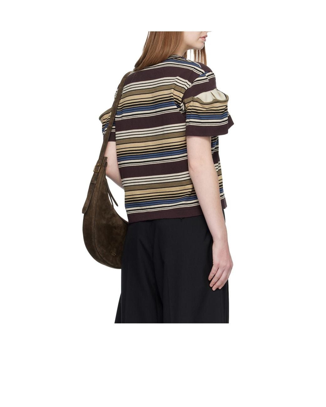 Sacai Green Striped T-Shirt