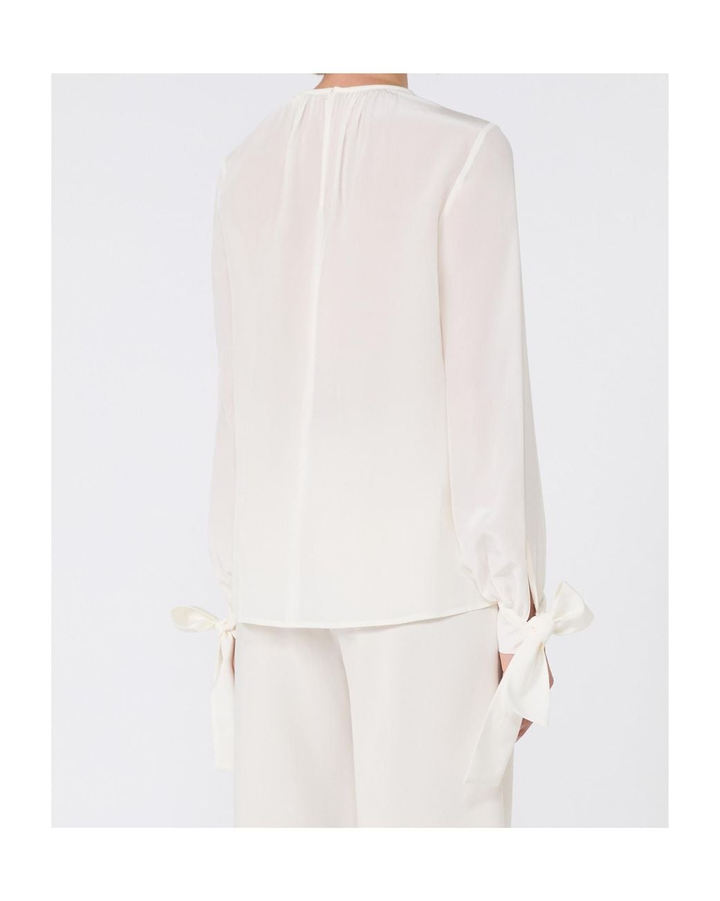 Max Mara White Silk Crepe De Chine Blouse