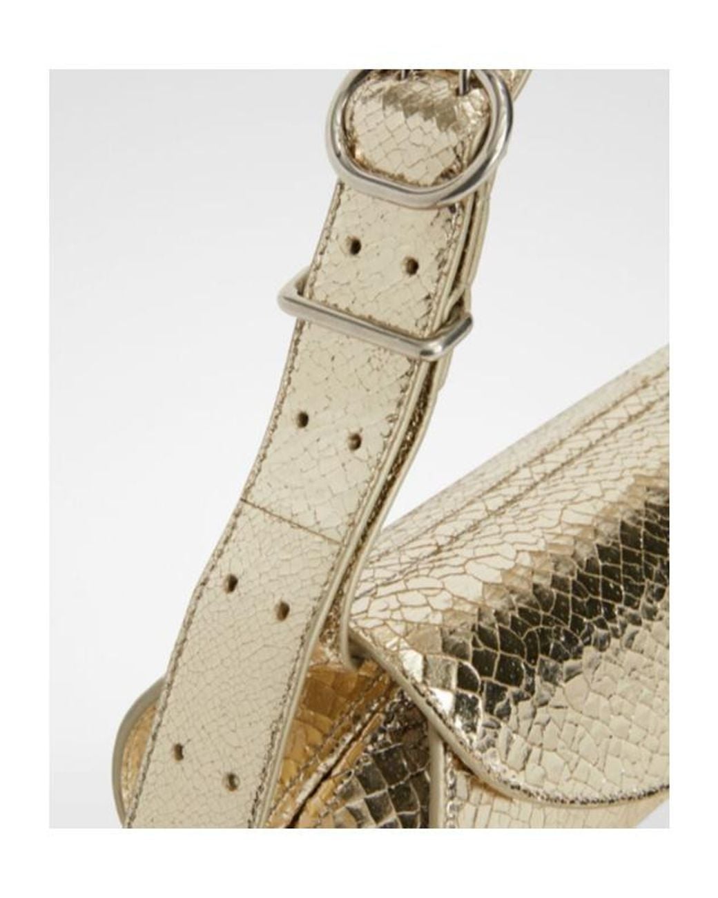Jil Sander Metallic Cannolo Crackled Foldover Top Clutch Bag