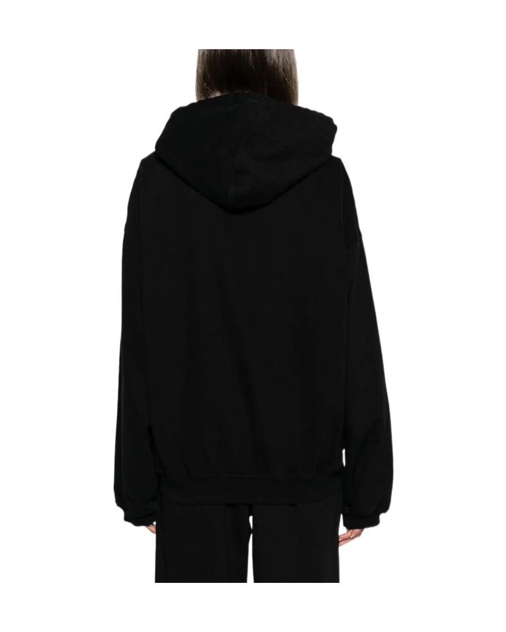 Alexander Wang Black Logo Printed Drawstring Hoodie