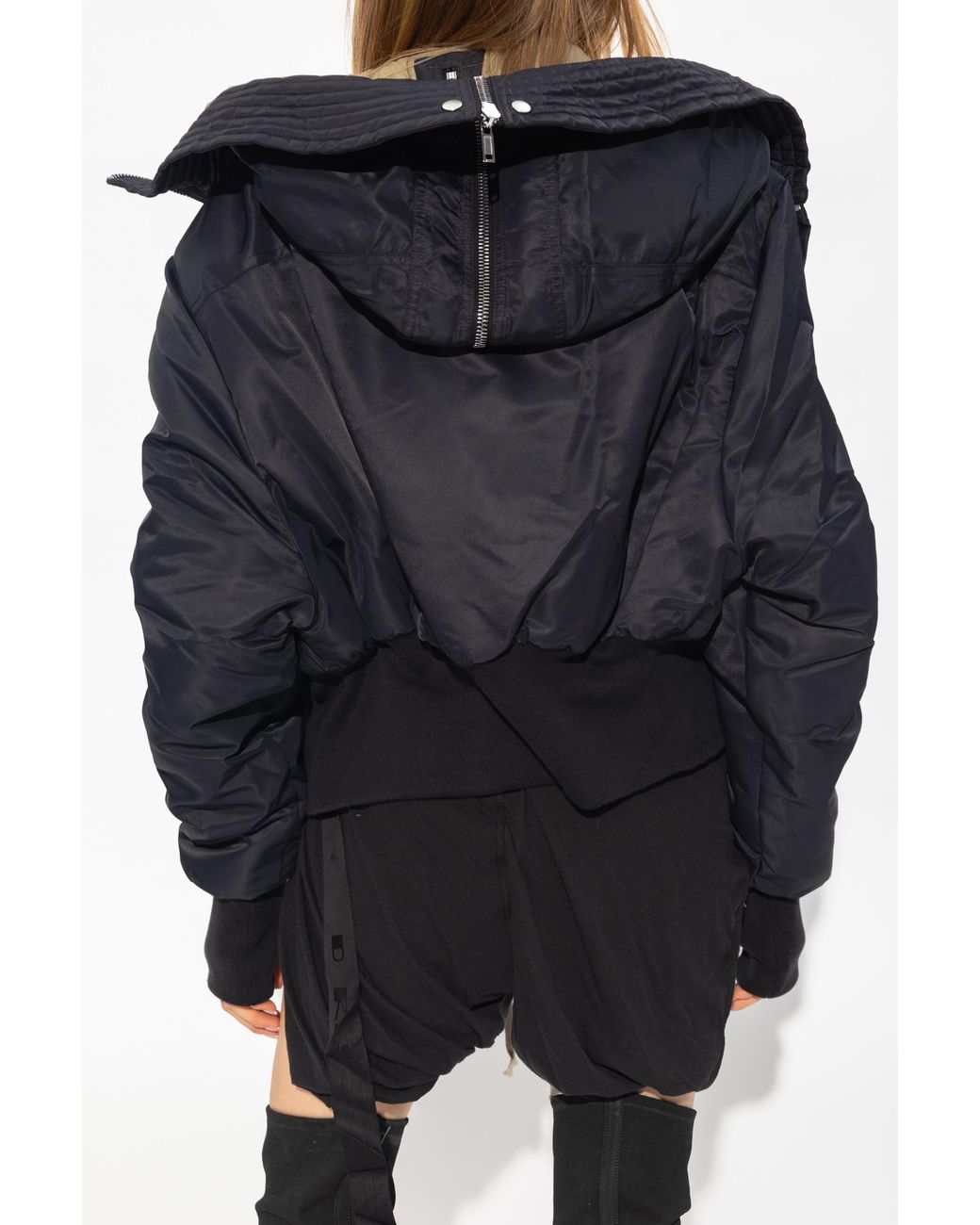 Rick Owens Blue Alice Extra-Long Sleeve Parka Jacket