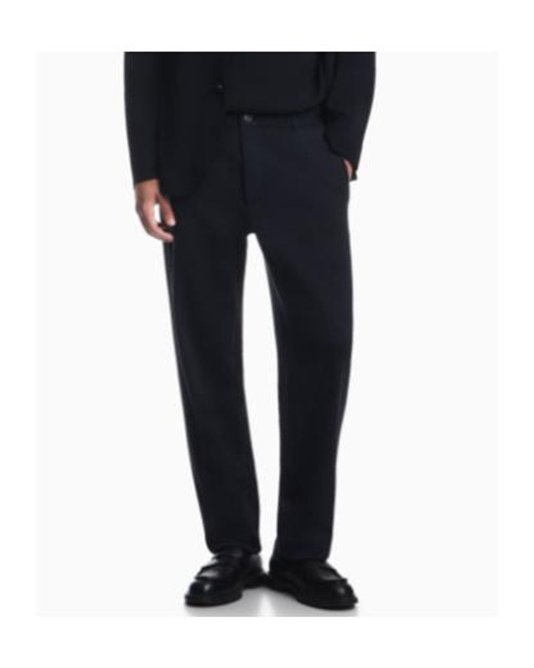 Emporio Armani Blue Drawstring-Waist Pleated Trousers for men