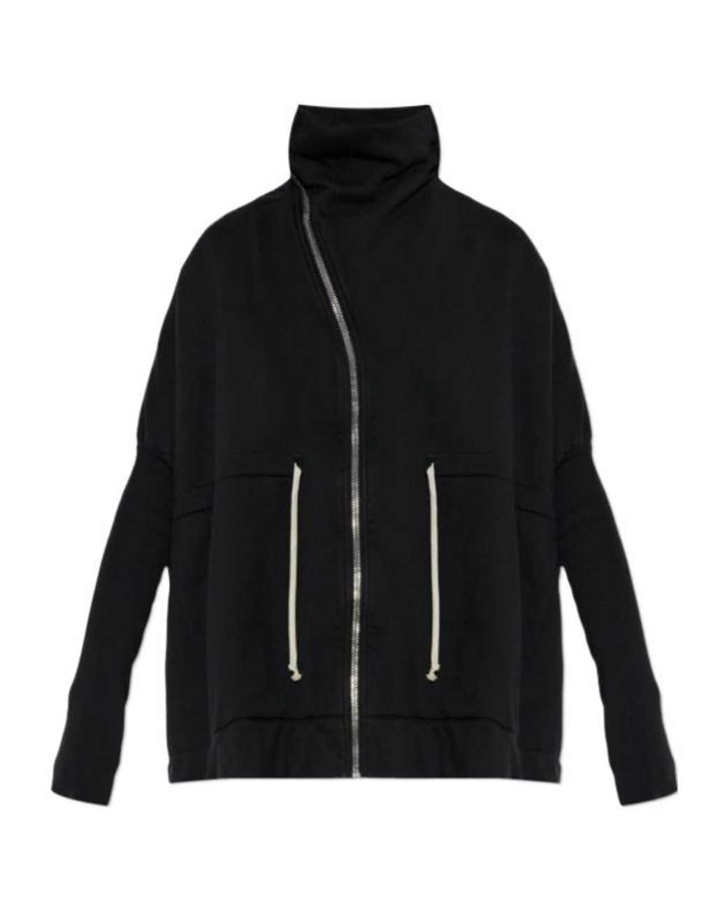 Rick Owens Black Oversized Zipped Sweatshirt
