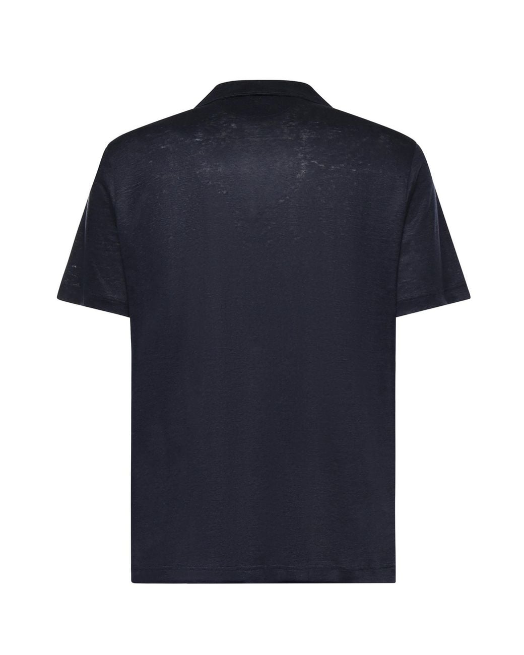 Eleventy Blue Open Collar Linen Polo Shirt for men